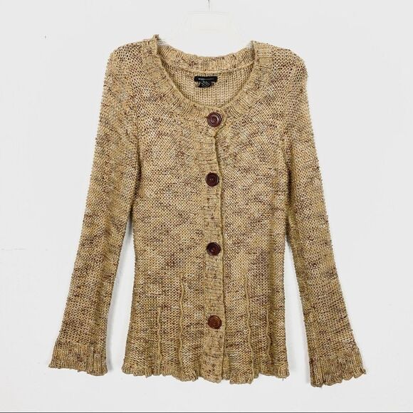 BCBGMaxazria Tan & Brown Chunky Knit Cardigan Sweater - Picture 1 of 4